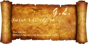 Geist Lóránt névjegykártya